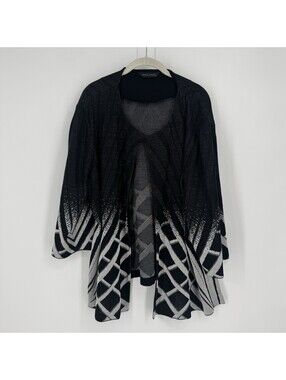 Ming Wang poncho sweater womens 2x/3x black white  oversized relaxed fall plus